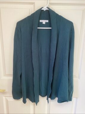Teal Open-Front Shawl Collar Cardigan